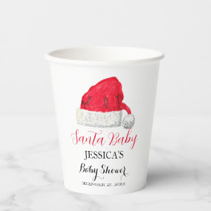 Gobelets En Papier Père Noël Baby shower Red Cute Merci simple