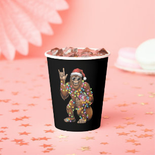 Gobelets En Papier Père Noël Bigfoot Lumières de Noël Rock Drôle 