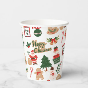 Gobelets En Papier Père Noël de Noël moderne et Motif de pain d'épice