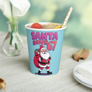 Gobelets En Papier Père Noël drôle dit six sept Noël vacances 67 moi