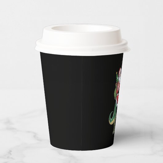 Gobelets En Papier Père Noël équitation Dinosaur T-Rex Noël Escadron (Droite)