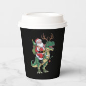 Gobelets En Papier Père Noël équitation Dinosaur T-Rex Noël Escadron (Recto)