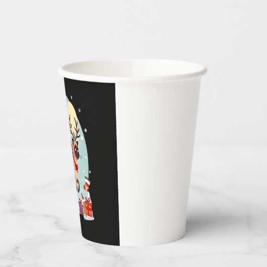 Gobelets En Papier Père Noël équitation renne Siamese Chat Noël Arbre (Gauche)