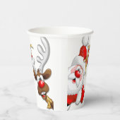 Gobelets En Papier Père Noël et Reindeer Joyeux Noël Joyeux dessin an (Droite)