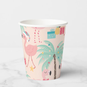 Gobelets En Papier père Noël Flamant rose - Fun Rose Tropical Chris