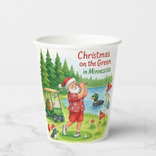 Gobelets En Papier Père Noël golfeur jouant au golf dans le Minnesota