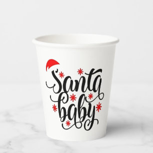 Gobelets En Papier Père Noël Grossesse bébé Faire-part Noël Père Noël