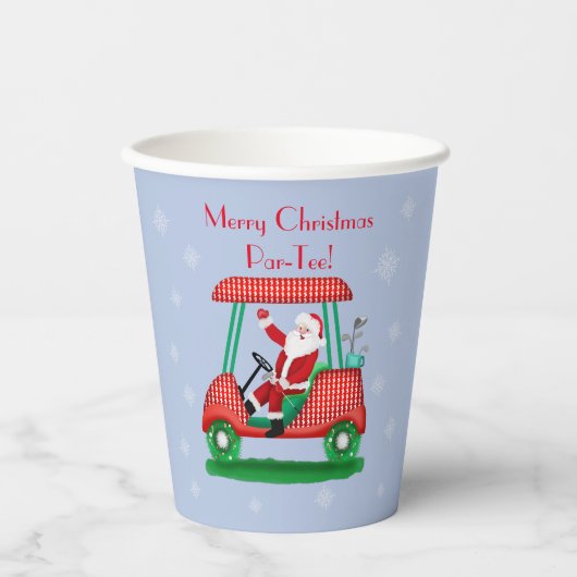 Gobelets En Papier Père Noël In Golf Panier Joyeux Noël Par-Tee! (Recto)