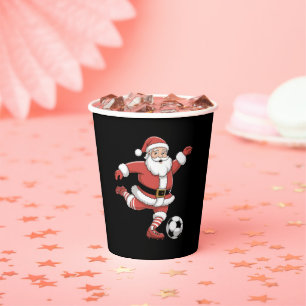 Gobelets En Papier Père Noël Joue au Football Noël Sports