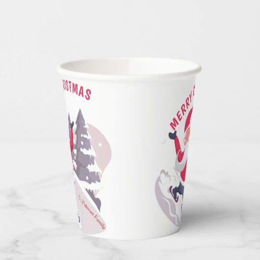 Gobelets En Papier Père Noël lunatique Joyeux Noël personnalisé (Gauche)