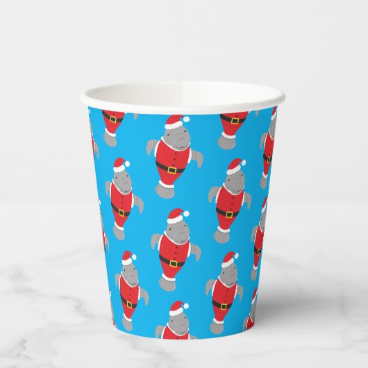Gobelets En Papier Père Noël Manatee Noël Holiday (Gauche)