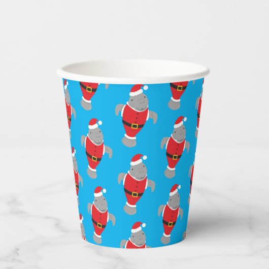 Gobelets En Papier Père Noël Manatee Noël Holiday (Recto)