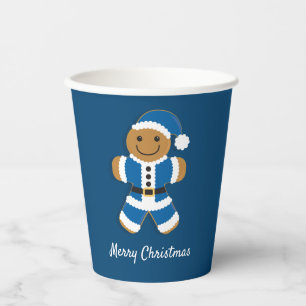 Gobelets En Papier père Noël Pain d'épices Homme Bleu Coupes de pa