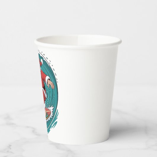 Gobelets En Papier Père Noël Surfing Noël Surf Festive de Noël (Gauche)