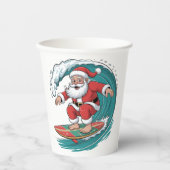 Gobelets En Papier Père Noël Surfing Noël Surf Festive de Noël (Recto)