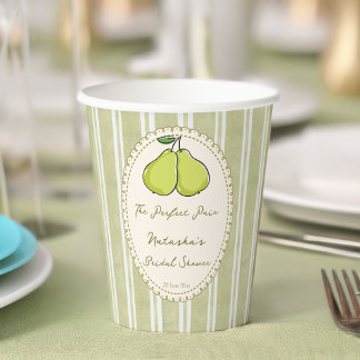 Gobelets En Papier Perfect pair sage green stripe pear bridal shower