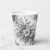 Gobelets En Papier Perfection florale noire et blanche (Gauche)