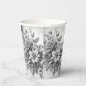 Gobelets En Papier Perfection florale noire et blanche (Droite)