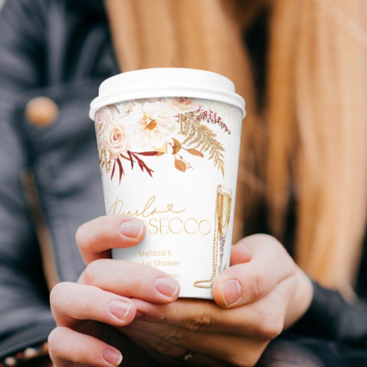 Gobelets En Papier Perles Élégantes & Prosecco pour une Mariée