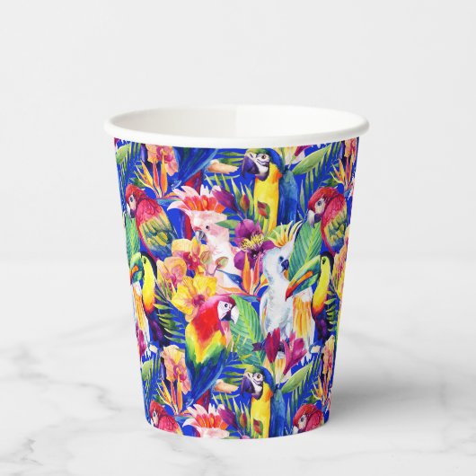 Gobelets En Papier Perroquets aquarelles (Gauche)