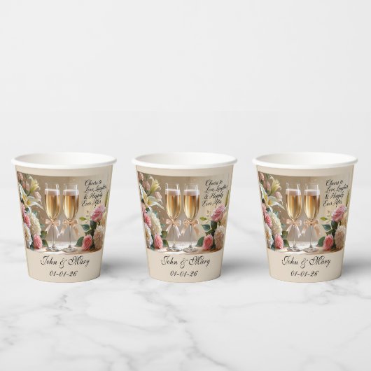 Gobelets En Papier Personalised Wedding Paper Cups (Multi)