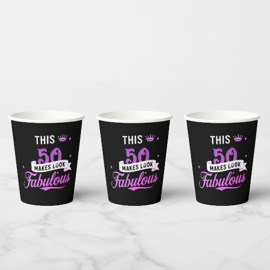 Gobelets En Papier Personalized 50th Birthday Paper Cups for Her (Multi)