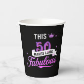 Gobelets En Papier Personalized 50th Birthday Paper Cups for Her (Recto)