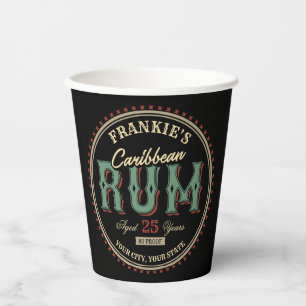 Gobelets En Papier Personalized Caribbean Rum Liquor Bottle Label Bar