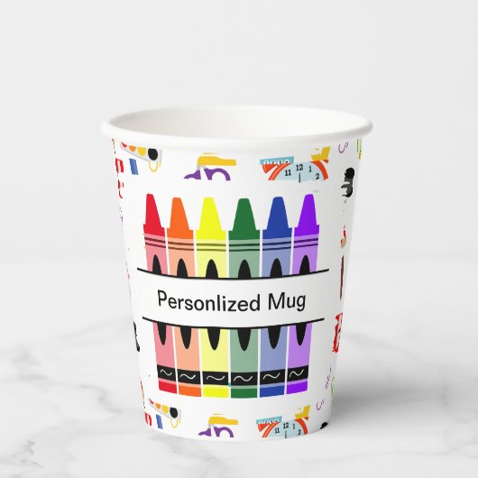 Gobelets En Papier Personalized Crayon Back To School (Recto)