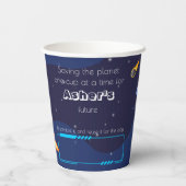 Gobelets En Papier Personalized Cute Reusable Blue Astronaut (Verso)