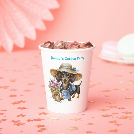 Gobelets En Papier Personalized Dachshund Garden Paper Cup | Cute Dog (Insitu)