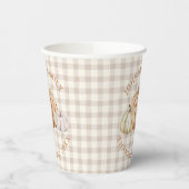 Gobelets En Papier Personalized Family Name Thankful Neutral Gingham (Gauche)