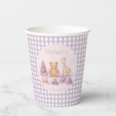 Gobelets En Papier Personalized Lavender Gingham 1st Birthday  (Recto)
