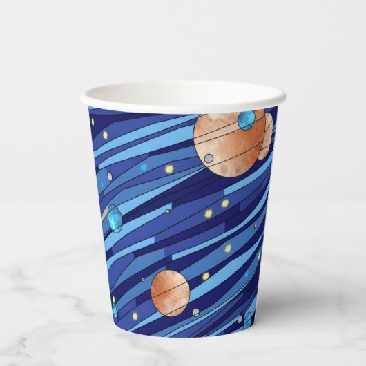 Gobelets En Papier Personalized Outer Space Galaxy Birthday (Verso)