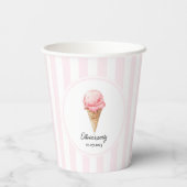 Gobelets En Papier Personalized Pink Ice Cream Cone Birthday  (Verso)