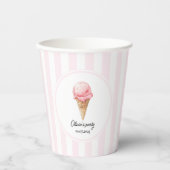Gobelets En Papier Personalized Pink Ice Cream Cone Birthday  (Recto)
