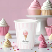 Gobelets En Papier Personalized Pink Ice Cream Cone Birthday 