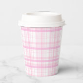 Gobelets En Papier Personalized Pink Plaid Paper Cups with Name  (Verso)