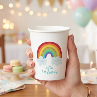 Gobelets En Papier Personalized Rainbow Kids Birthday Custom Name