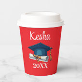 Gobelets En Papier Personalized Red Graduation Party Paper Cups Class (Recto)