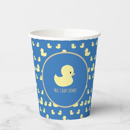 Gobelets En Papier Personalized Rubber Duck Modern Blue Baby Shower (Gauche)