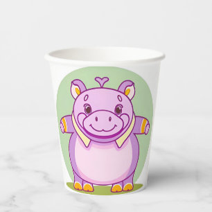 Gobelets En Papier Personnage Hippopotame Heureux