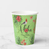 Gobelets En Papier Personnalisable Aloha Joyeux Anniversaire Tropical (Verso)