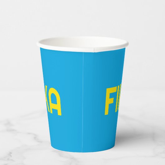 Gobelets En Papier Personnalisable FIKA Bold Jaune et Bleu (Droite)