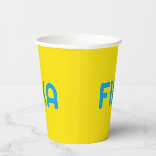 Gobelets En Papier Personnalisable FIKA Bold Jaune et Bleu (Droite)