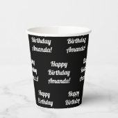 Gobelets En Papier Personnalisable Joyeux Texte d'anniversaire | Noir (Gauche)