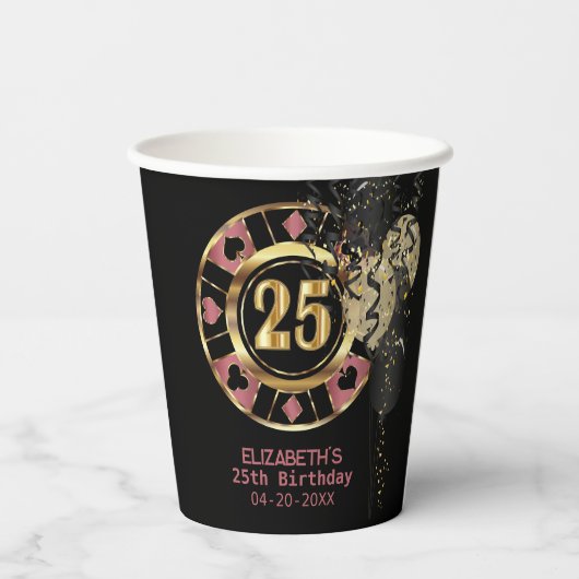 Gobelets En Papier Personnalisé 25e anniversaire Vegas Style (Verso)