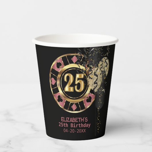 Gobelets En Papier Personnalisé 25e anniversaire Vegas Style (Recto)