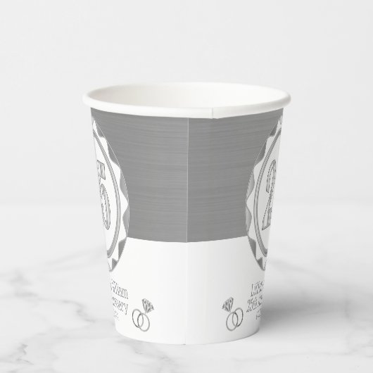 Gobelets En Papier Personnalisé 25ème Anniversaire d'or ou Anniversai (Droite)