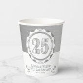 Gobelets En Papier Personnalisé 25ème Anniversaire d'or ou Anniversai (Recto)